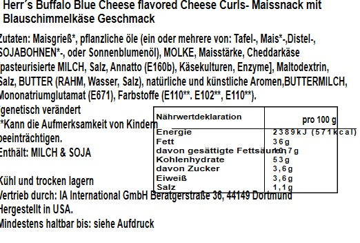 Herrs Buffalo Blue Cheese Curls 170g