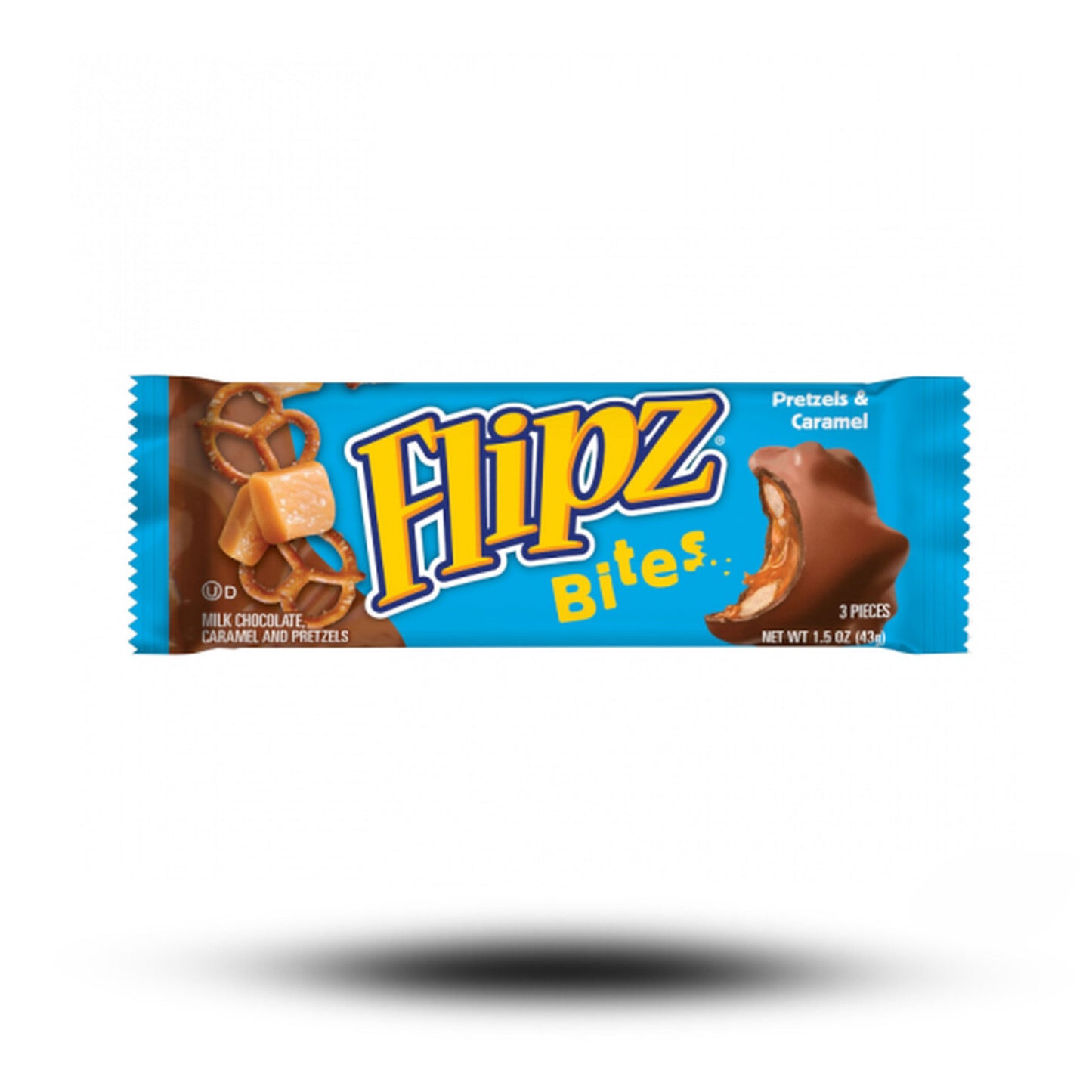 Flipz Bites Milk Chocolate Caramel and Pretzels 43g